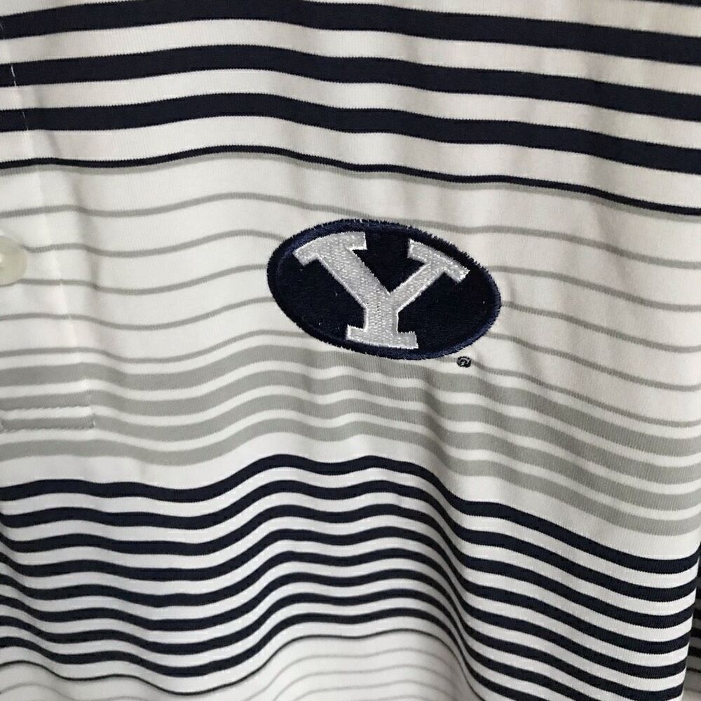 Columbia golf polo shirt SZ M white black Brigham Young University logo - Picture 3 of 4
